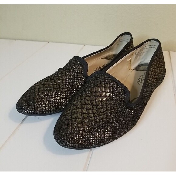 Sam & Libby Shoes Flats Womens Size 8.5 Black Gold Shimmer Slip On - Picture 5 of 13